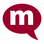 Logoen til morsmal.no. En snakkeboble med bokstaven m inne i.